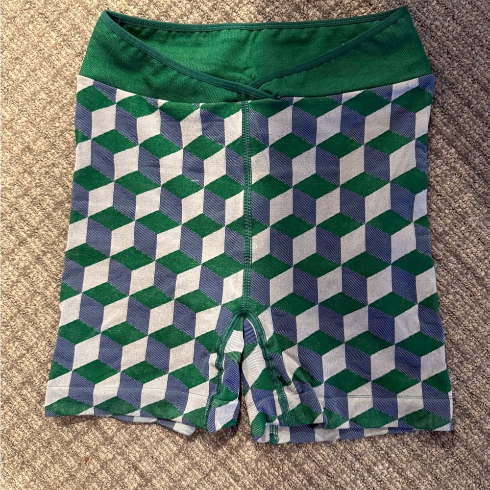 Free People Blue and Green High Waist Shorts